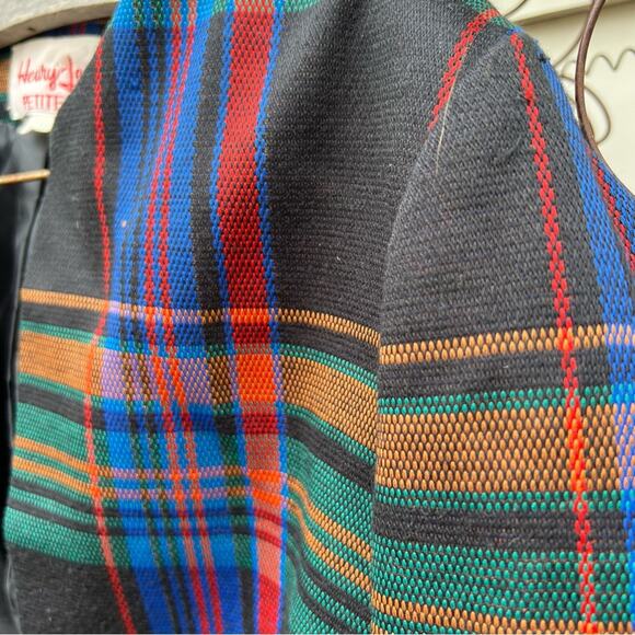 Vintage Henry Lee Petites Christmas Holiday plaid crop blazer - Picture 2 of 4